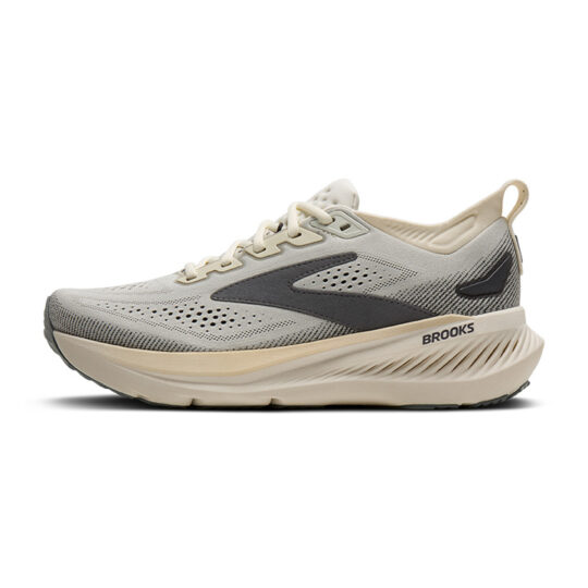 Product shot of Brooks Glycerin 23 shoe color Cocovnut Bleach Sand Grey.